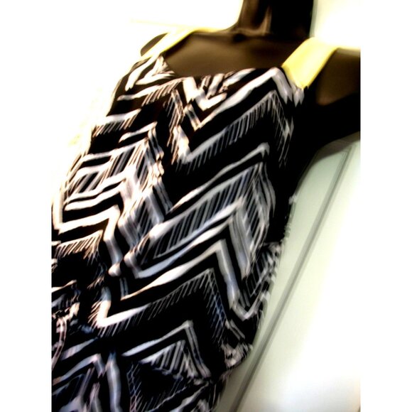 Notations Maxi Shift Retro Dress  Plus Size Large, Black/White/Yellow - Picture 11 of 15